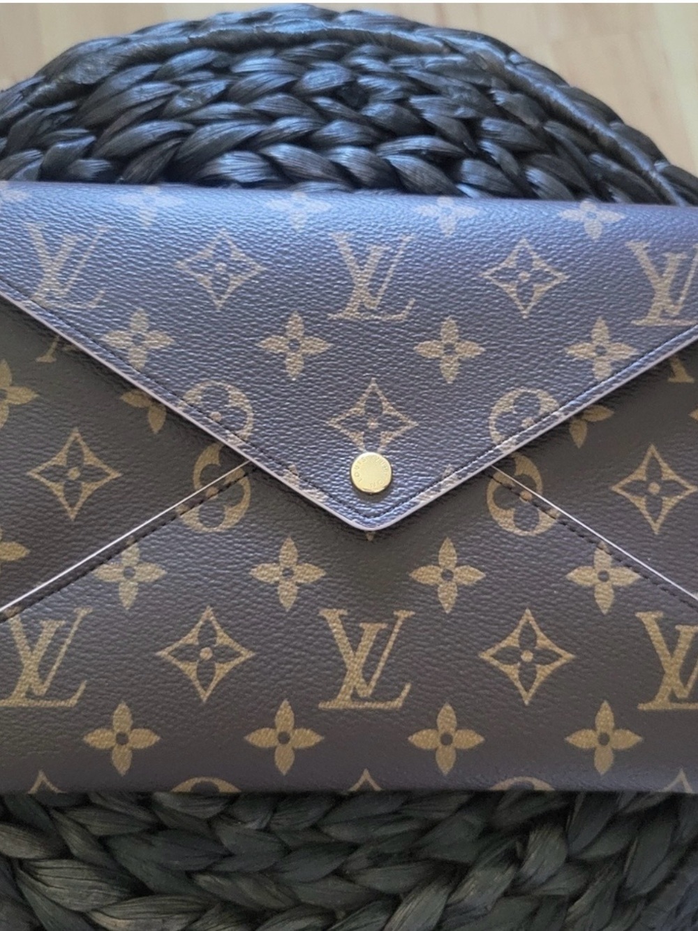 Louis Vuitton Monogram Envelope Clutch in Brown and Gold